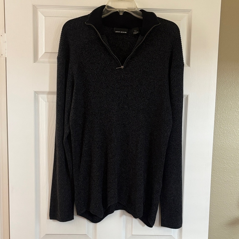 DKNY Men's Charcoal‎ Zip-Up Sweater